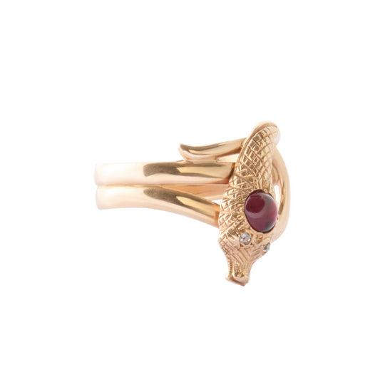 Garnet Cabochon Eye Snake Ring
