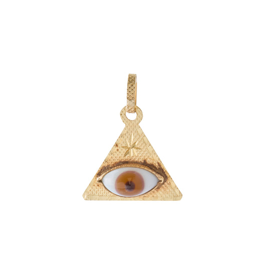 Glass Eye Pyramid Pendant 14K Yellow Gold - Main Img