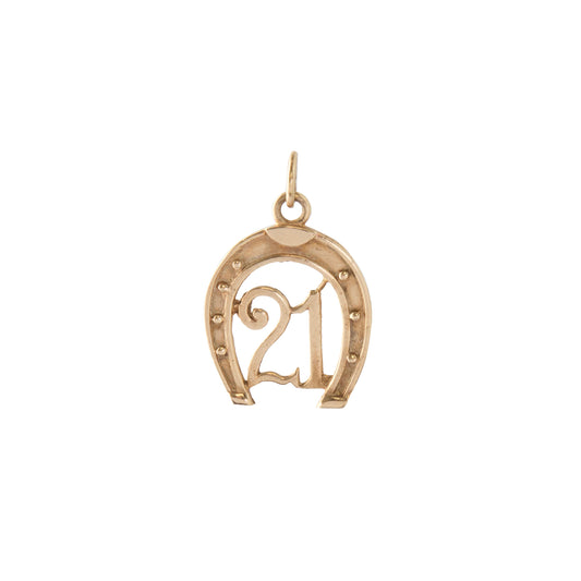 Horseshoe "21" Pendant 14K Yellow Gold - Main Img