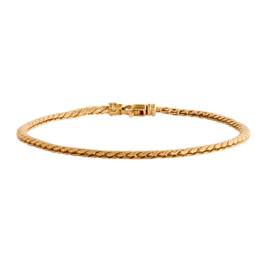 Italian Textured Serpentine Chain Bracelet in Yellow Gold - Main Img