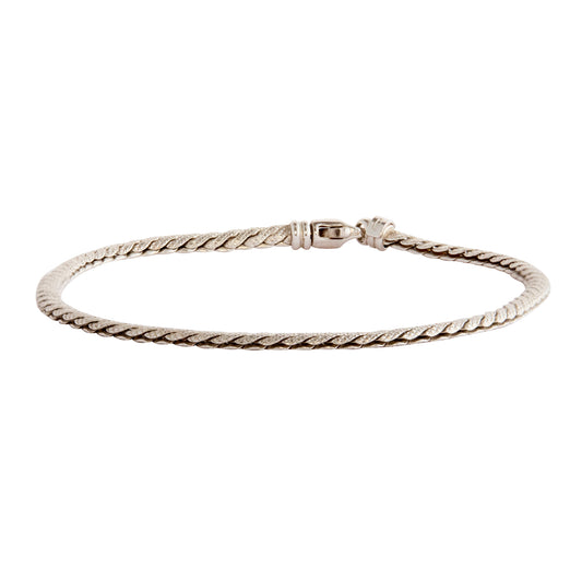 Italian Textured Serpentine Chain Bracelet in White Gold - Main Img
