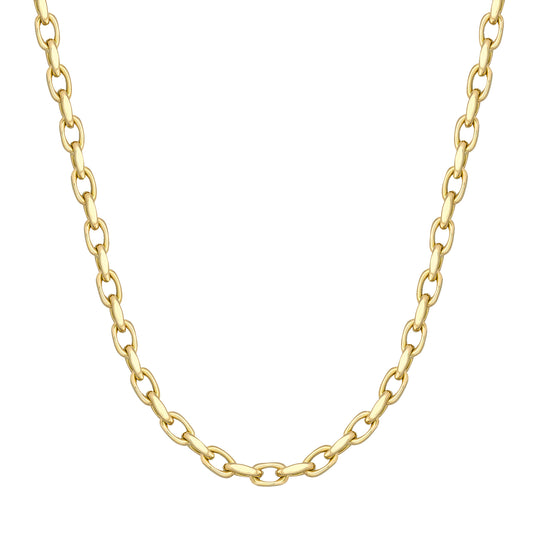Long Round Edge Graduated Oval Link Chain Necklace - Main Img