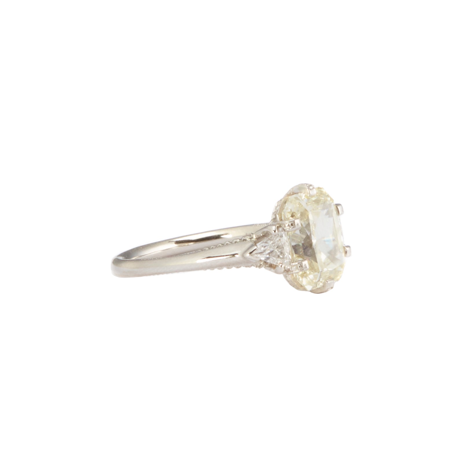 VRAM Triangle Cut Engraved Ring, side view