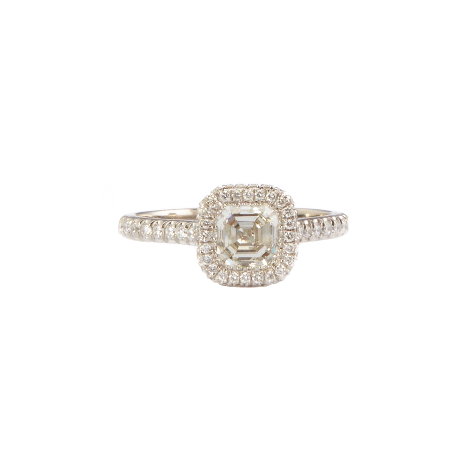 VRAM Round and Asscher Cut Aura I Ring, front view
