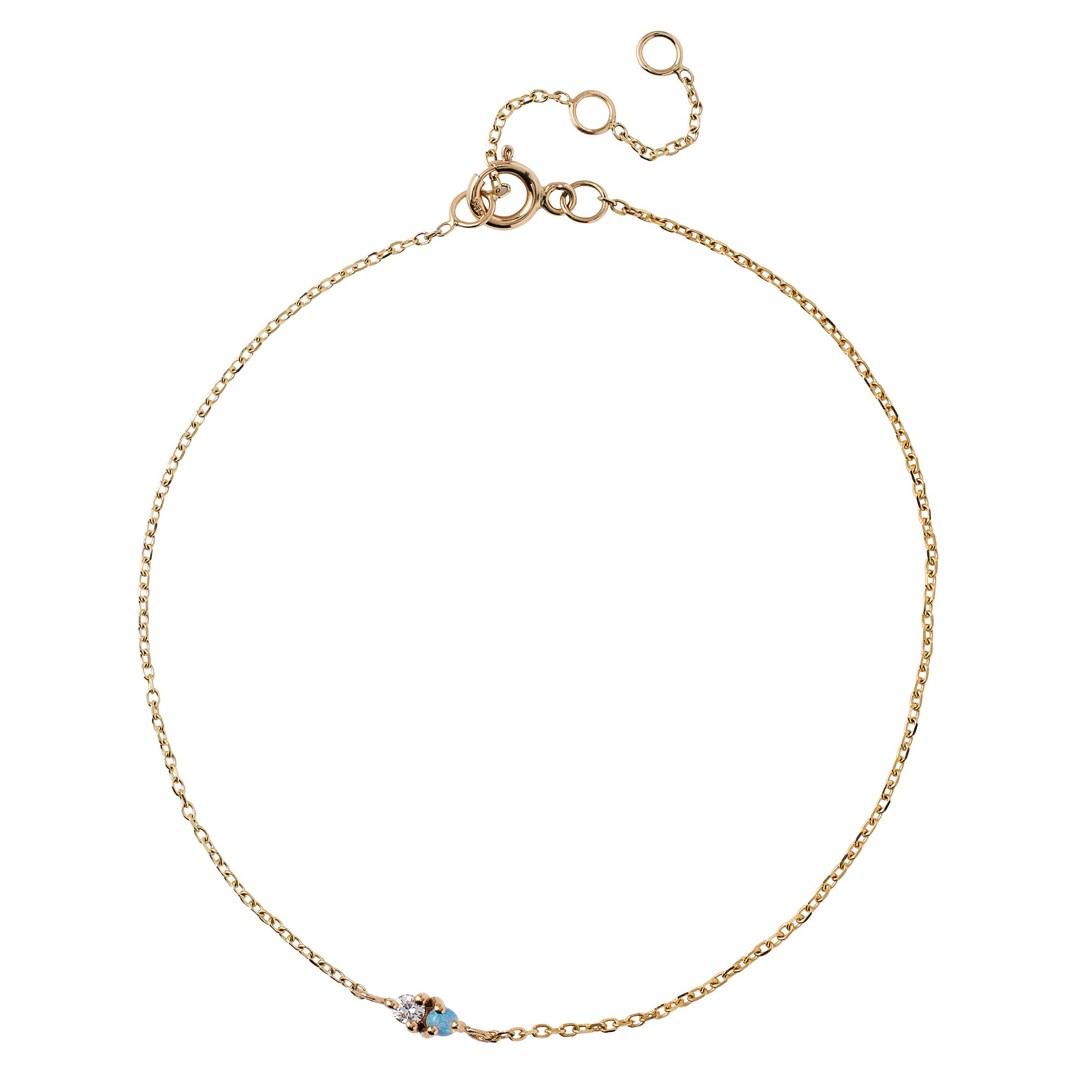 Round Opal and Diamond Two Step Bracelet
