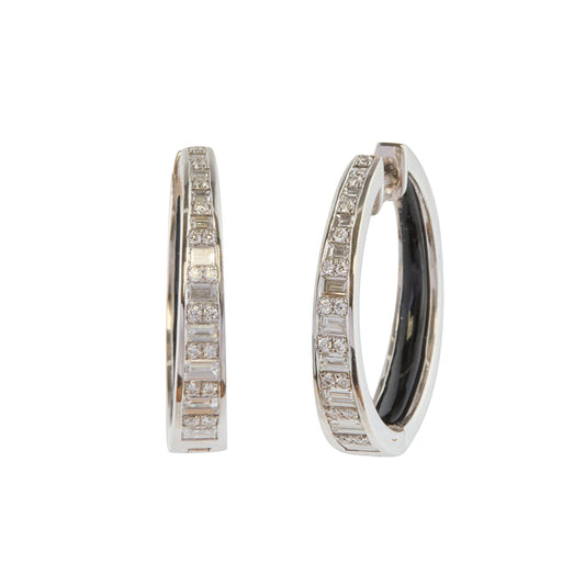 Baguette Diamond Hoop Earrings - Main Img
