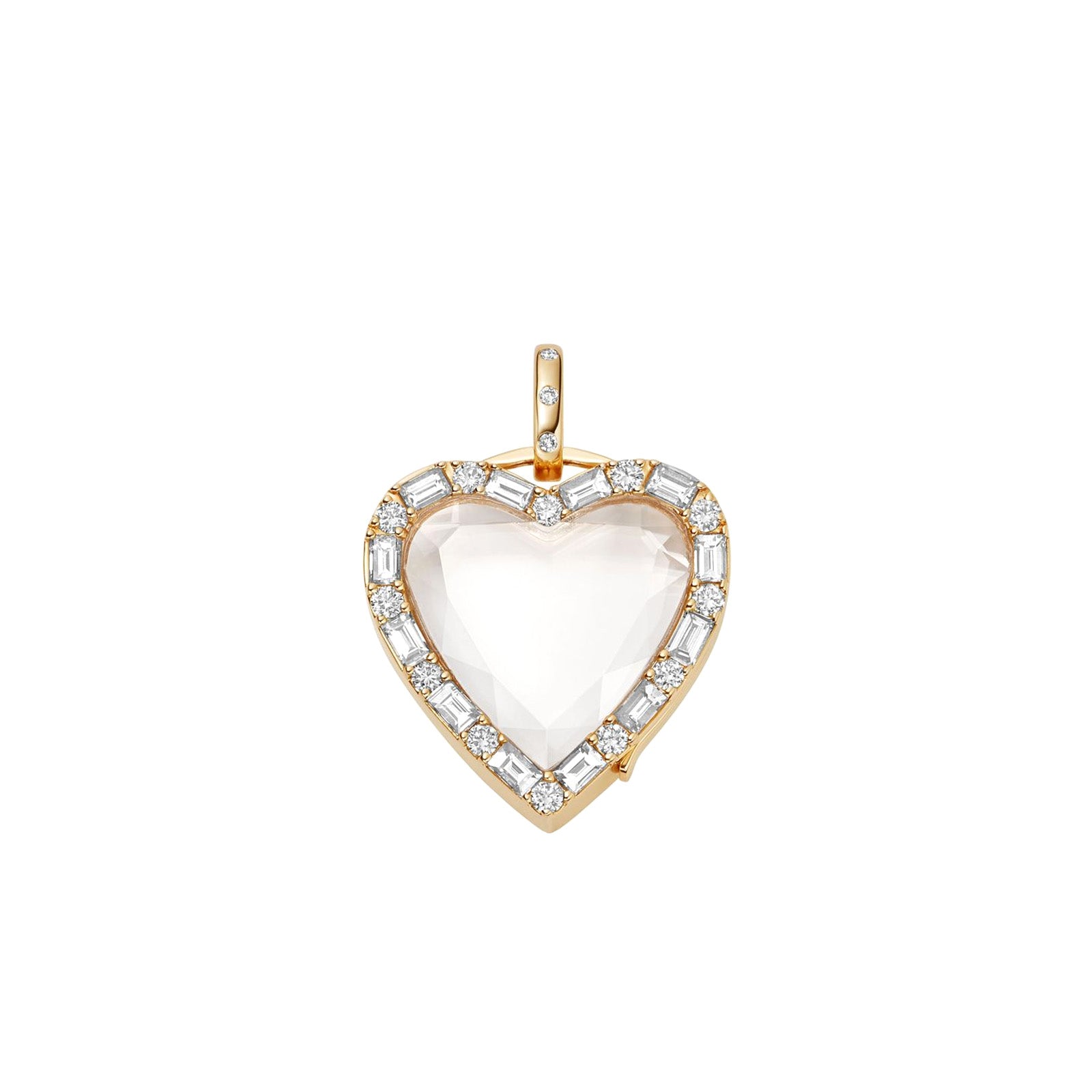 Loquet Baguette Diamond Amour Locket - Charms & Pendants - Broken English Jewelry front view
