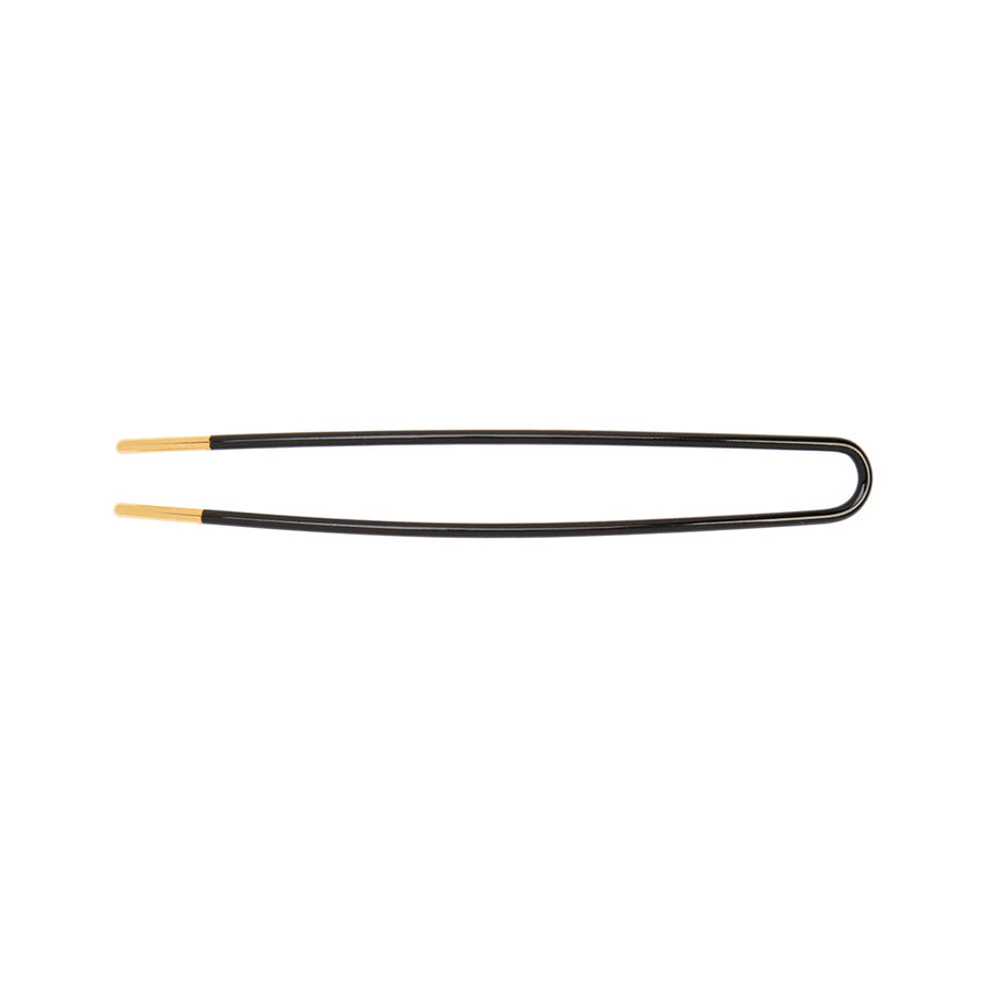 Trouver Black Enamel Gold Plated Hair Pin - Accessories - Broken English Jewelry top view