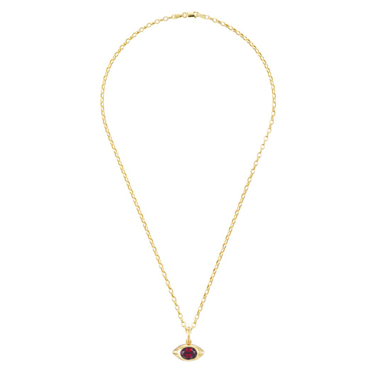 Garnet Eye Pendant Necklace - 18" - Main Img