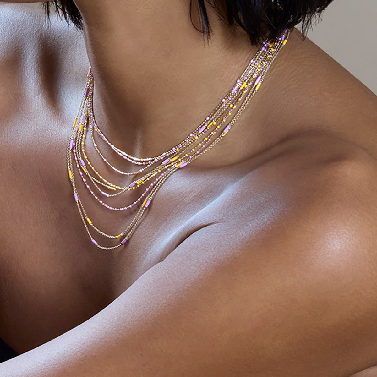 Trouver 18" Peony Dot Ball Chain Necklace - Necklaces - Broken English Jewelry on model
