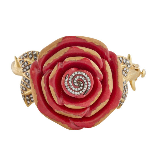 Light Brown Diamond Sculptural Botanical Marquetry Bracelet - Main Img