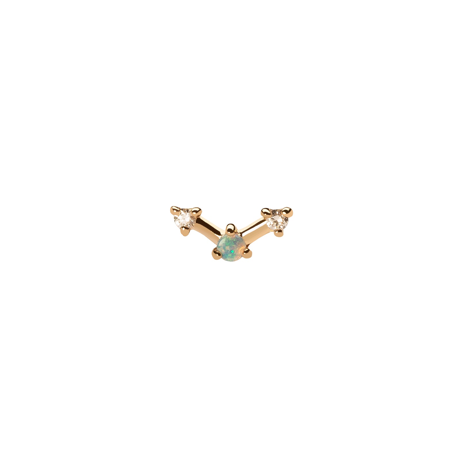 WWAKE Mini Three-Step Point Earring - Opal & Diamond - Broken English Jewelry