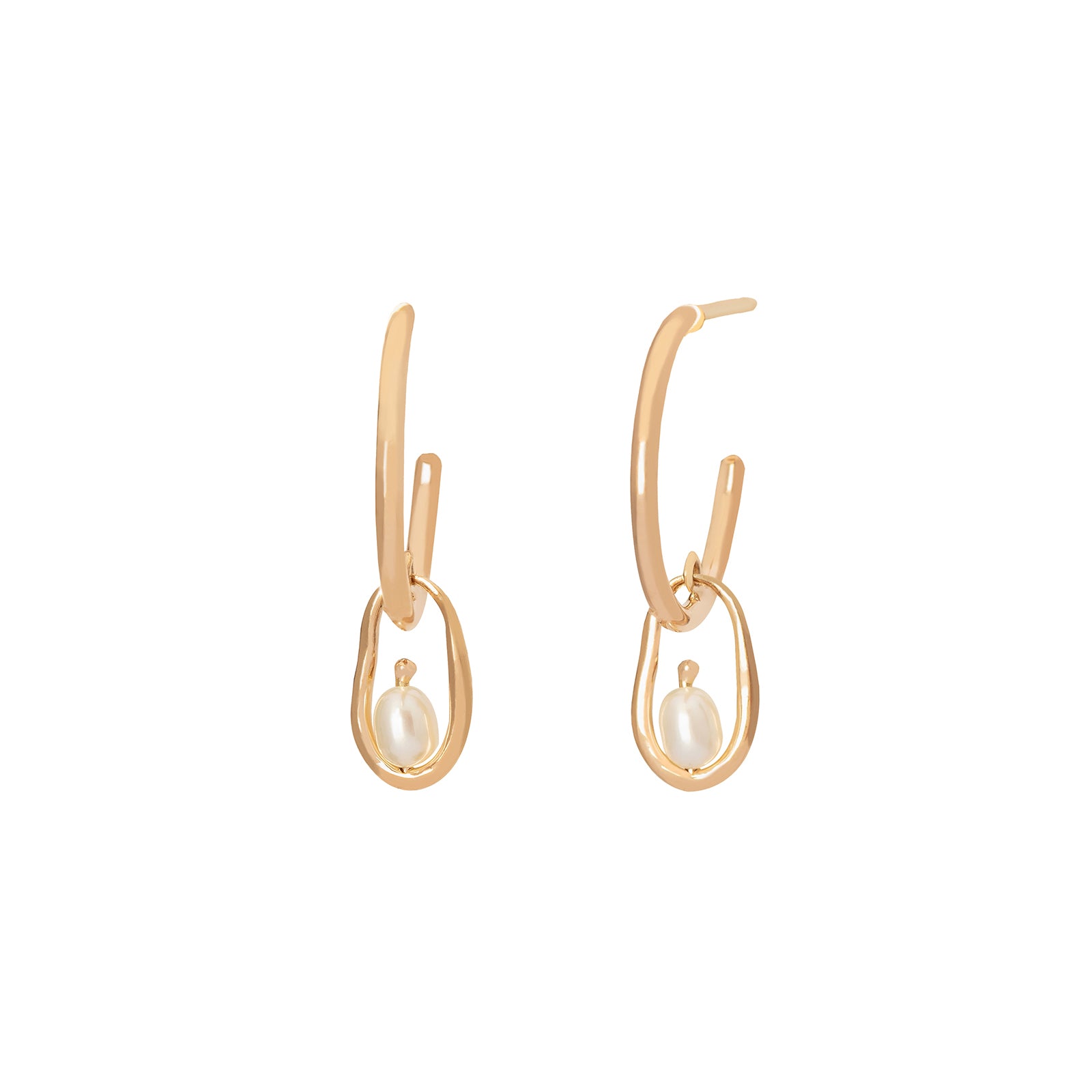 WWAKE Pearl Droplet Hoop Earring - Broken English Jewelry