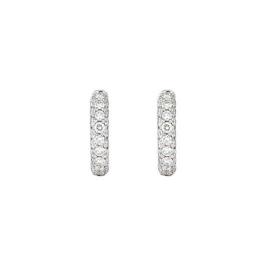 Pave Diamond Classic Creoles Huggies - White Gold