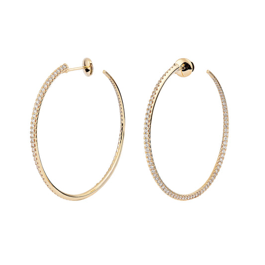 45mm Twisted Creole Diamond Earrings - Yellow Gold - Main Img