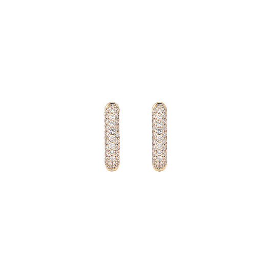 Small Pave Diamond Absolute Creoles - Yellow Gold