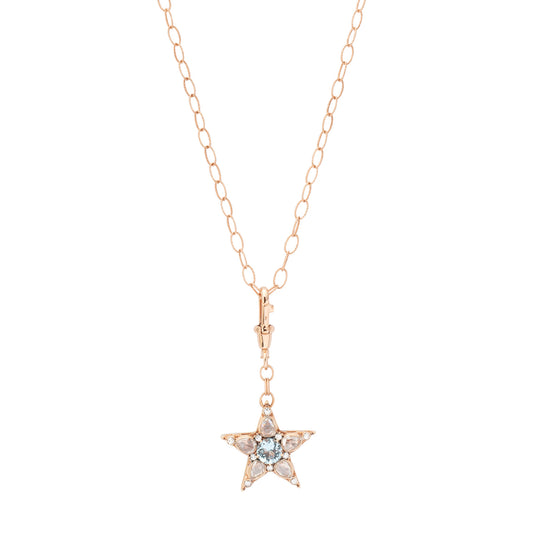 Star Aquamarine and Diamond Pendant Necklace - Main Img