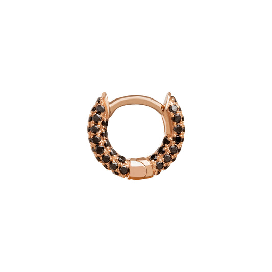 Five Row Black Diamond Huggie 5mm - Rose Gold