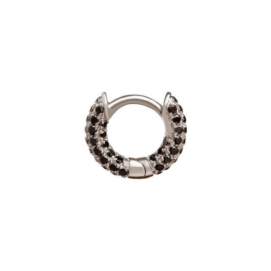 Five Row Black Diamond Huggie 5mm - White Gold