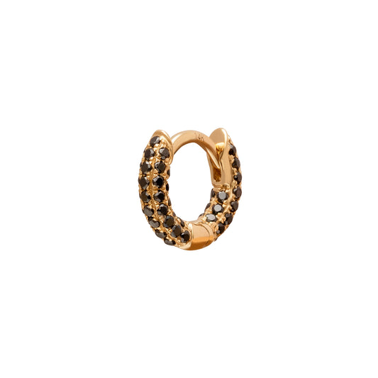 Five Row Black Diamond Huggie 5mm - Yellow Gold - Main Img