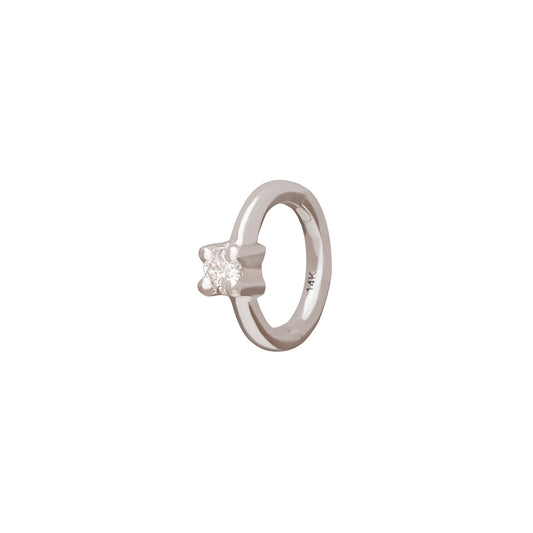 Round Prong Huggie 5mm - White Gold - Main Img