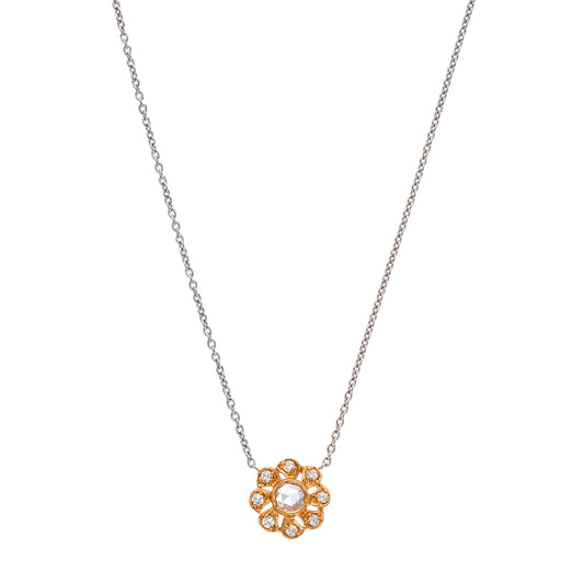 Flora Diamond Necklace - Rose & White Gold - Main Img
