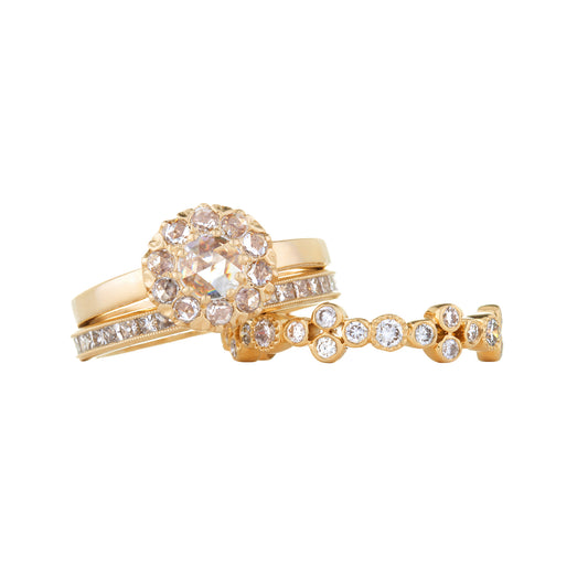 Floral Rose Cut Diamond Ring - Yellow Gold