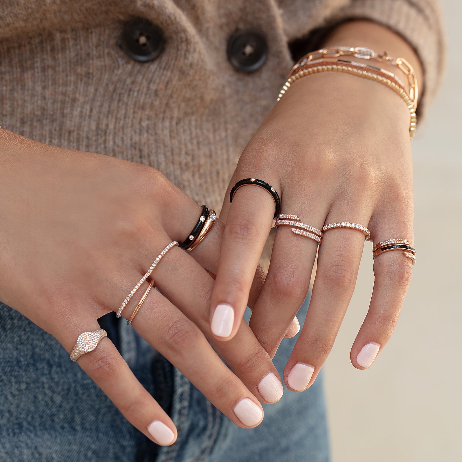 EF Collection Diamond Signet Ring - Rose Gold - Broken English Jewelry