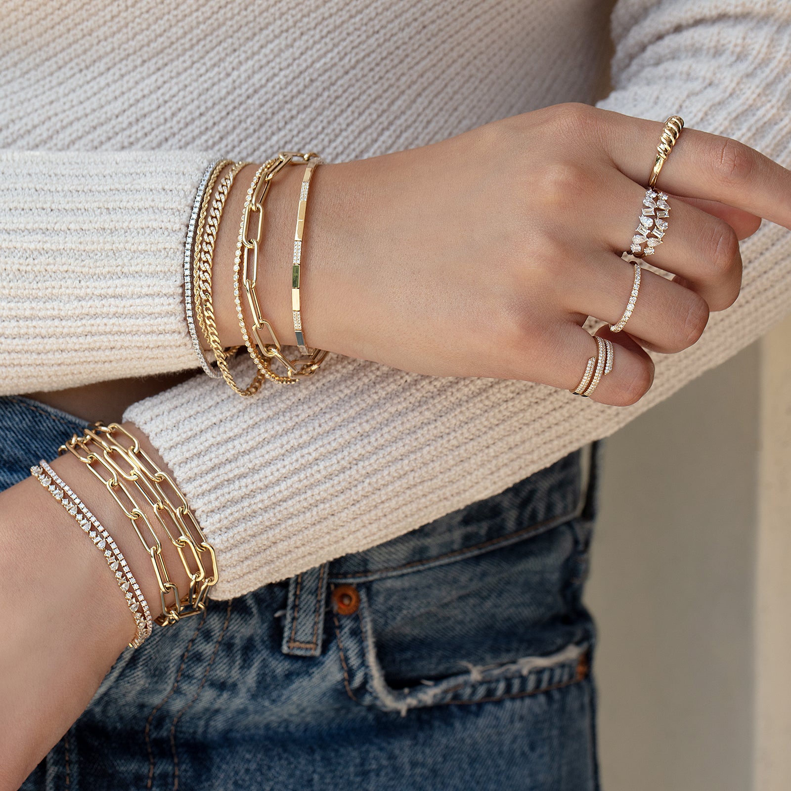 EF Collection Jumbo Diamond Toggle Bracelet - Yellow Gold - Broken English Jewelry