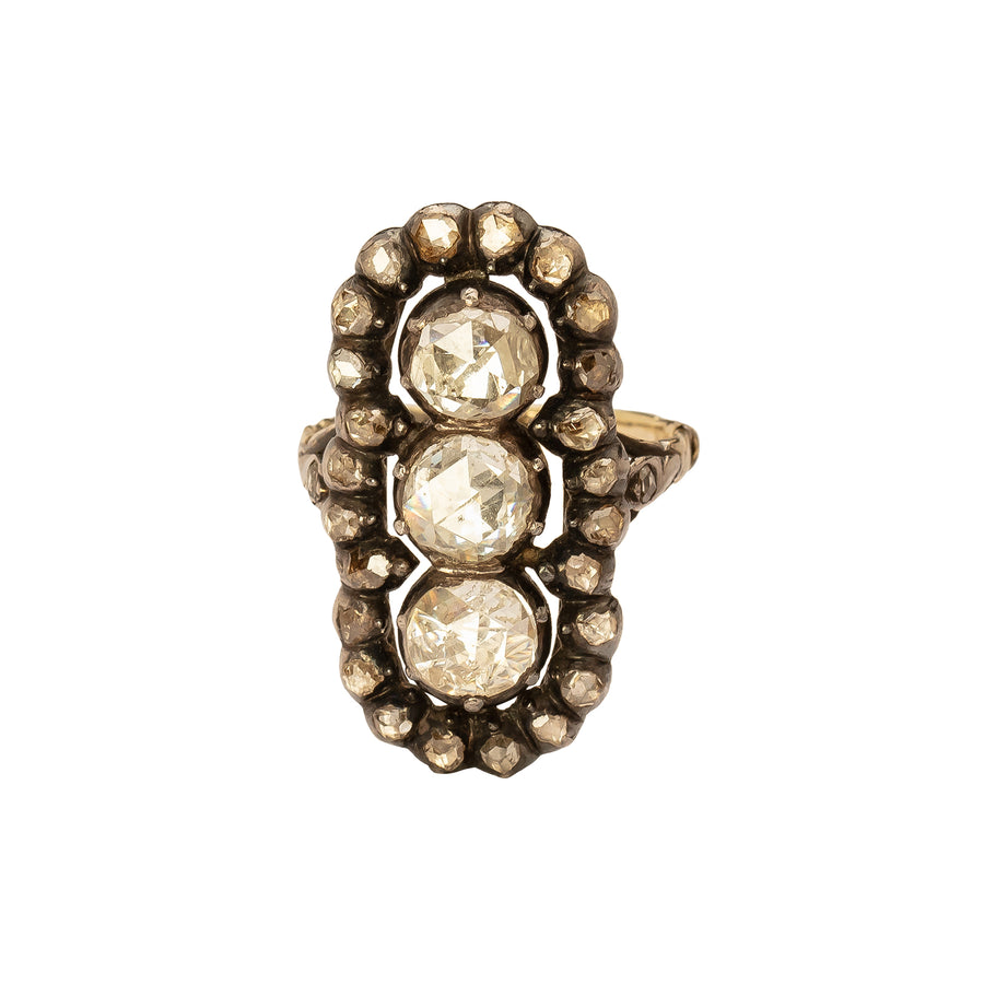 Antique & Vintage Jewelry Triple Stone Rose Cut Diamond Ring - Rings - Broken English Jewelry