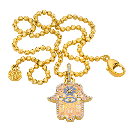 Small Hamsa Pendant - Pink