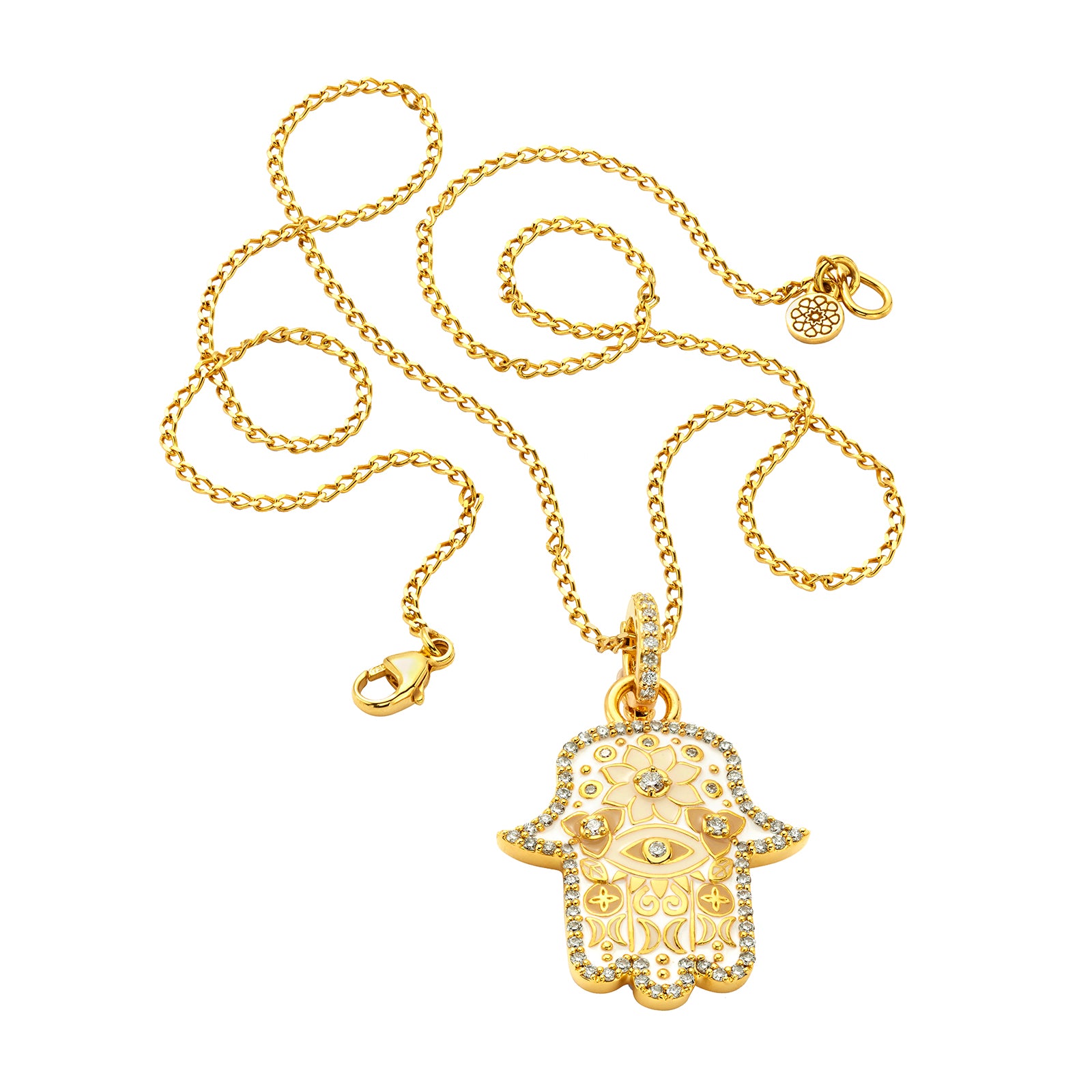 Buddha Mama Small Hamsa Pendant - White - Broken English Jewelry