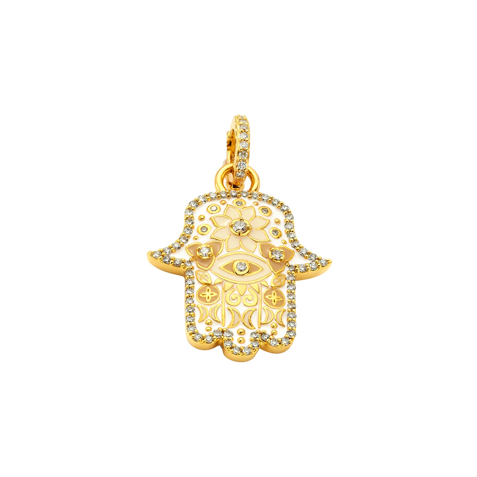 Buddha Mama Small Hamsa Pendant - White - Broken English Jewelry