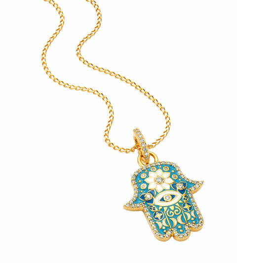 Small Hamsa Pendant - Sky Blue
