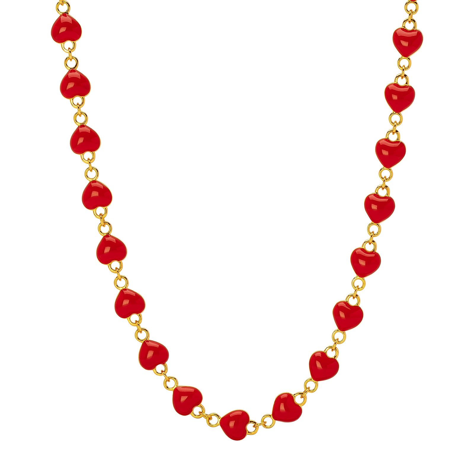 Buddha Mama Mini Puffy Heart Necklace - Red & Diamond - Necklaces - Broken English Jewelry