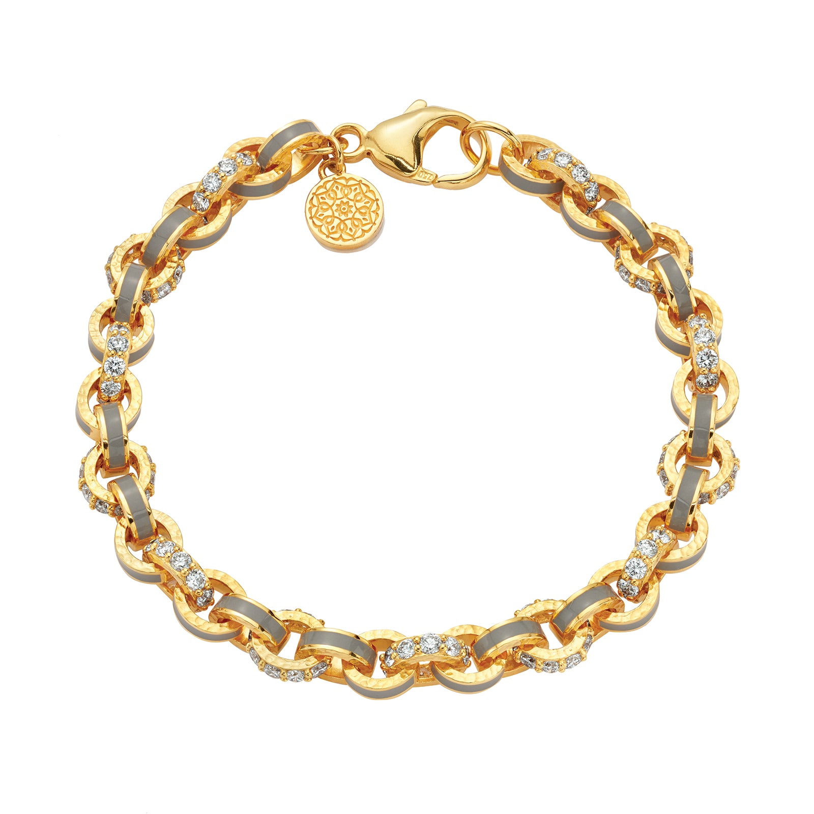 Buddha Mama Diamond Link Bracelet - Grey Enamel, top view