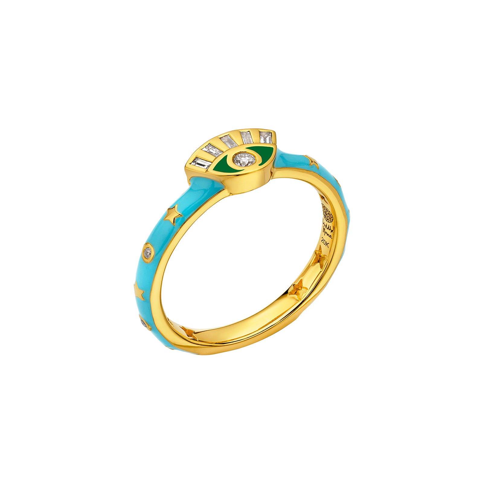 Buddha Mama Skinny Evil Eye Ring - Blue & Green - Rings - Broken English Jewelry