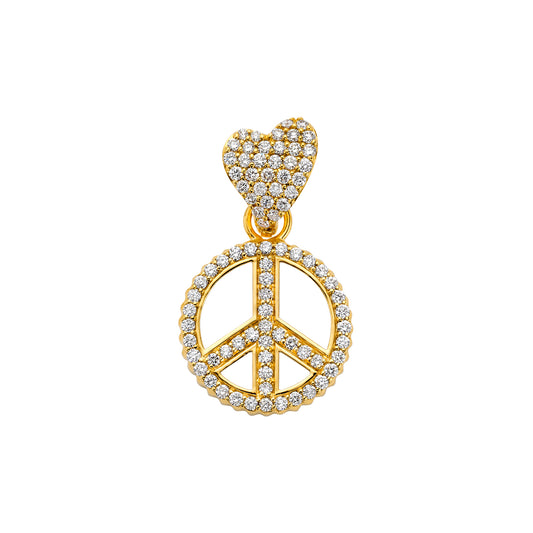 Peace Sign & Heart Pendant - White Enamel - Main Img