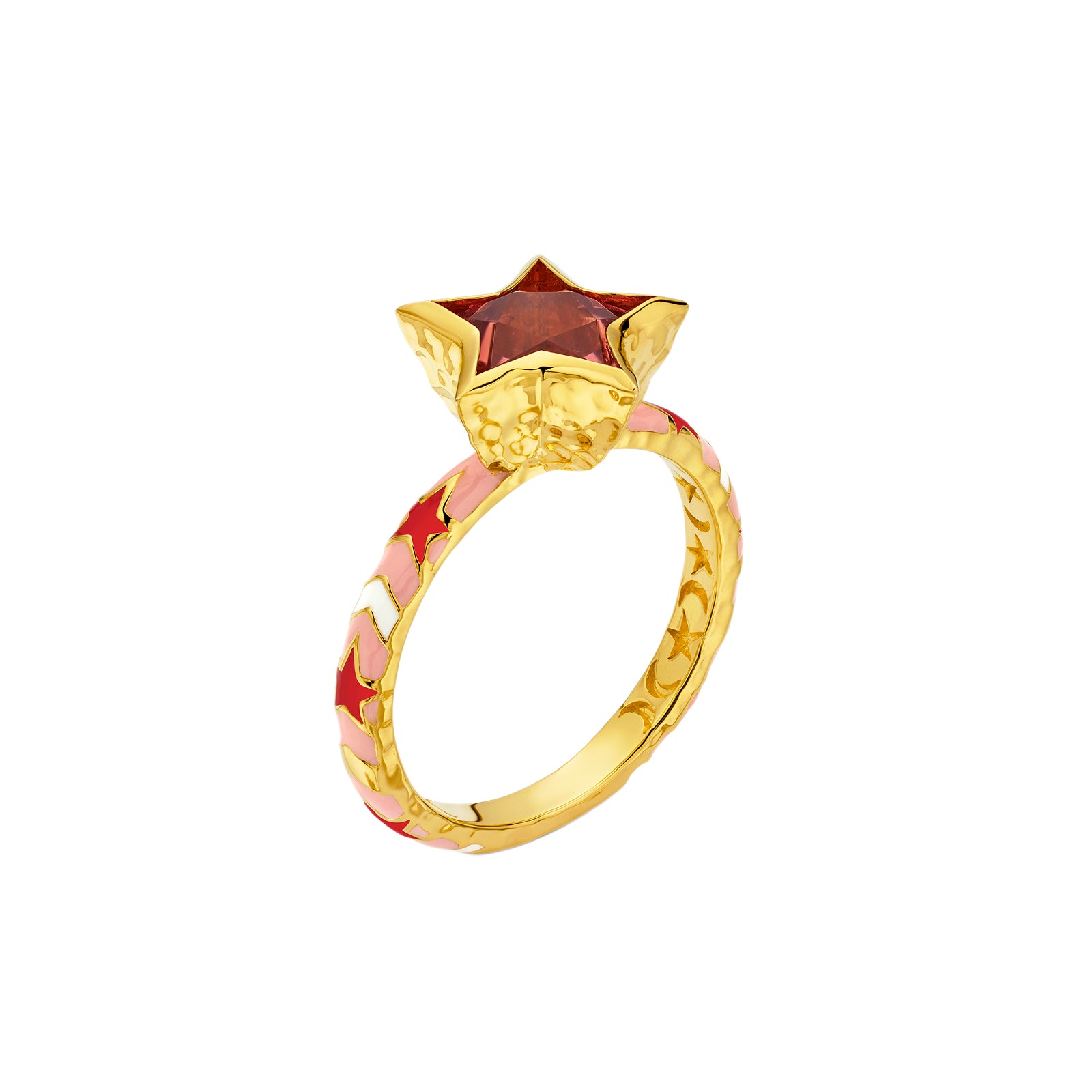 Buddha Mama Star Ring - Pink Tourmaline - Rings - Broken English Jewelry