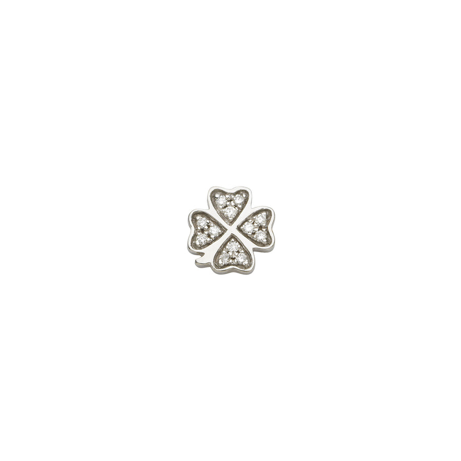 Loquet Diamond Four Leaf Clover Charm - White Gold - Charms & Pendants - Broken English Jewelry
