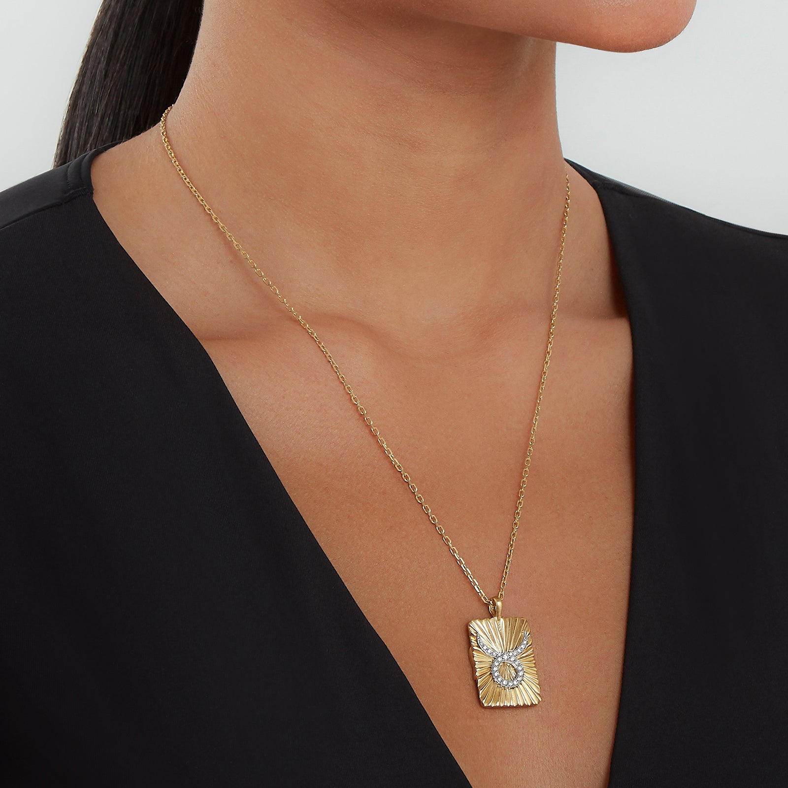 David Webb Zodiac Taurus Pendant Necklace - Diamond - Broken English Jewelry
