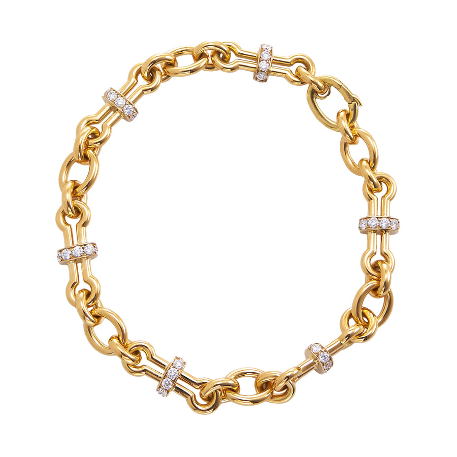 David Webb Barbell Diamond Chain Bracelet - Bracelets - Broken English Jewelry