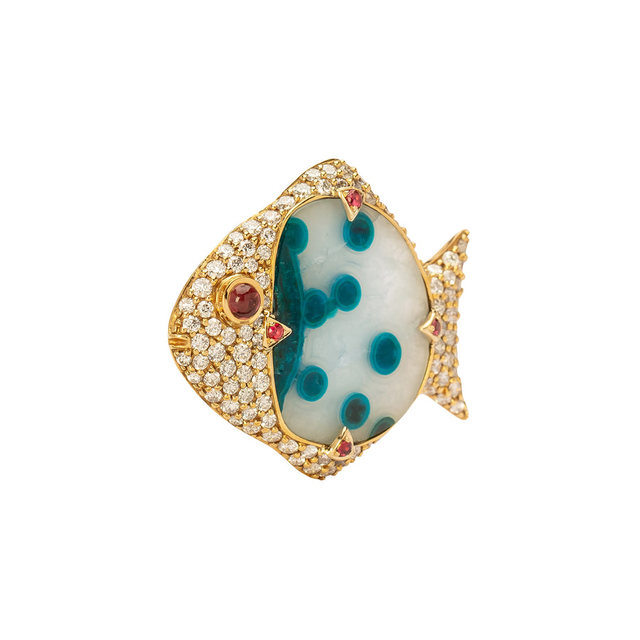 Sylvie Corbelin Fantaisie Bleue Agate & Diamond Ring - Rings - Broken English Jewelry