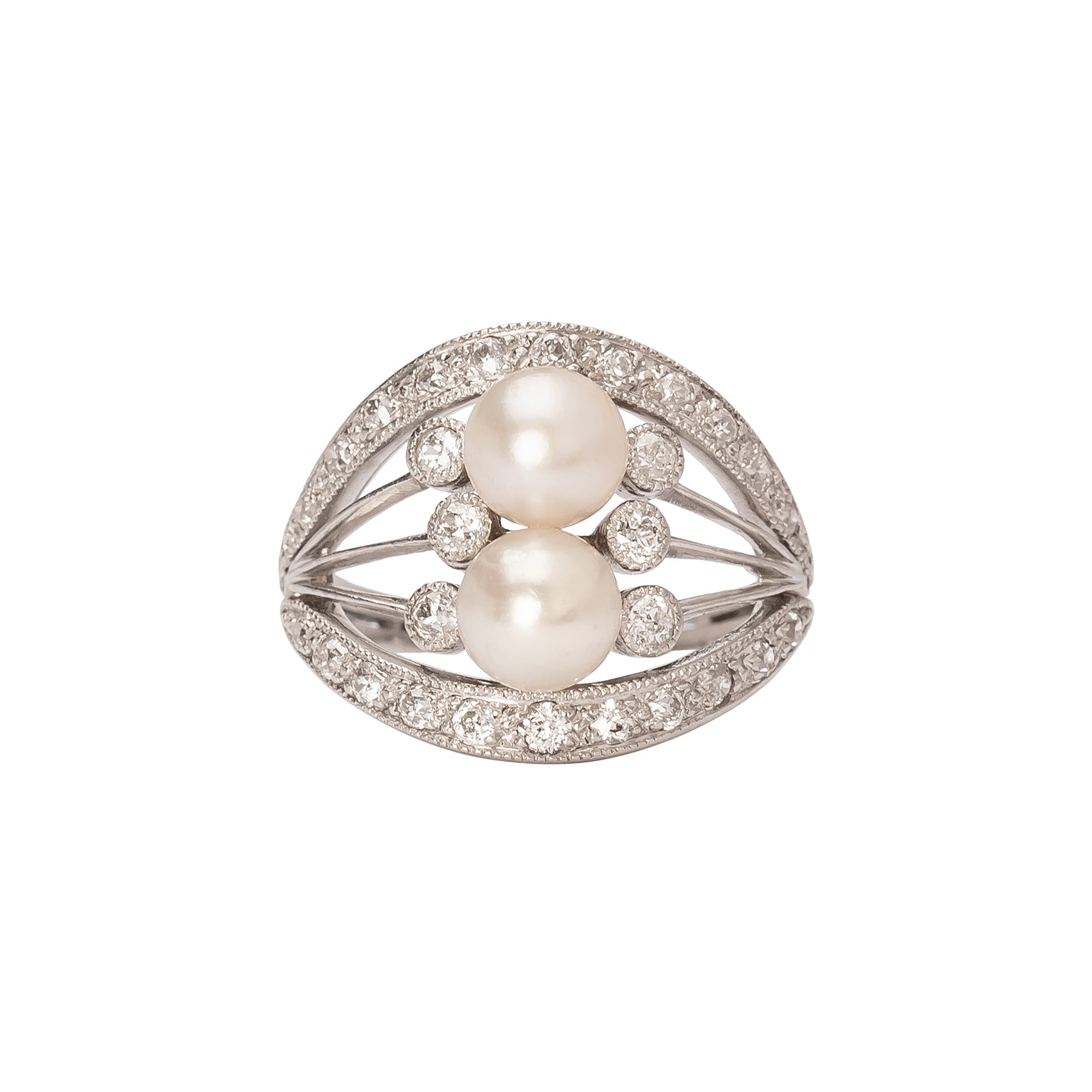 Leighton Gold Pearl Band Ring in White Pearl