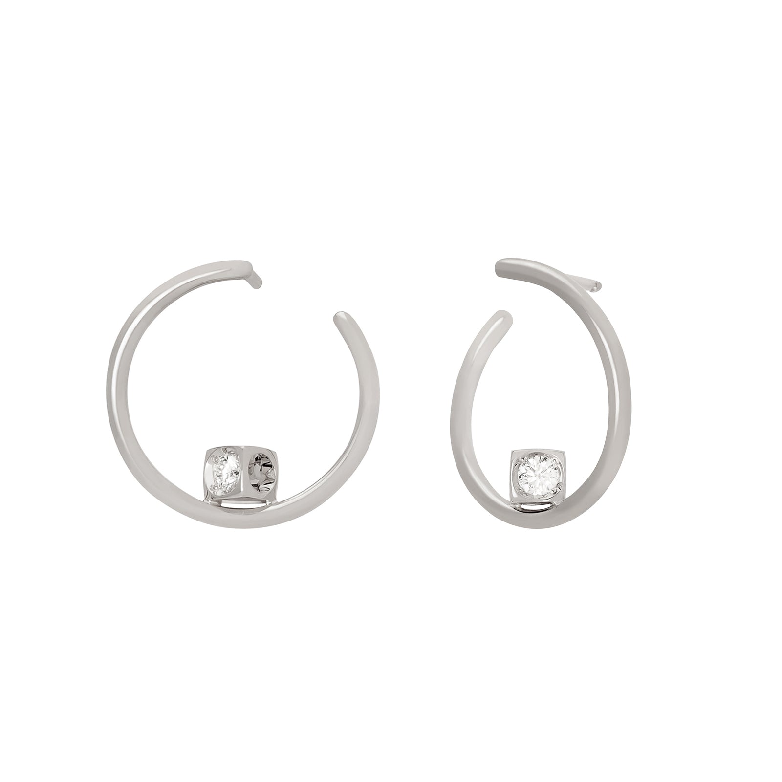 Dinh Van Le Cube Diamant Hoops - White Gold - Broken English Jewelry