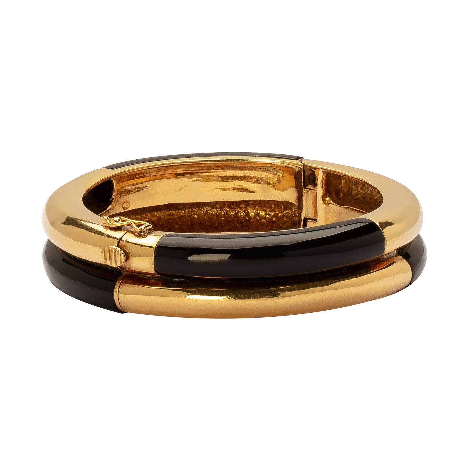 Antique & Vintage Jewelry Onyx & Gold Double Cuff Bangle - Bracelets - Broken English Jewelry