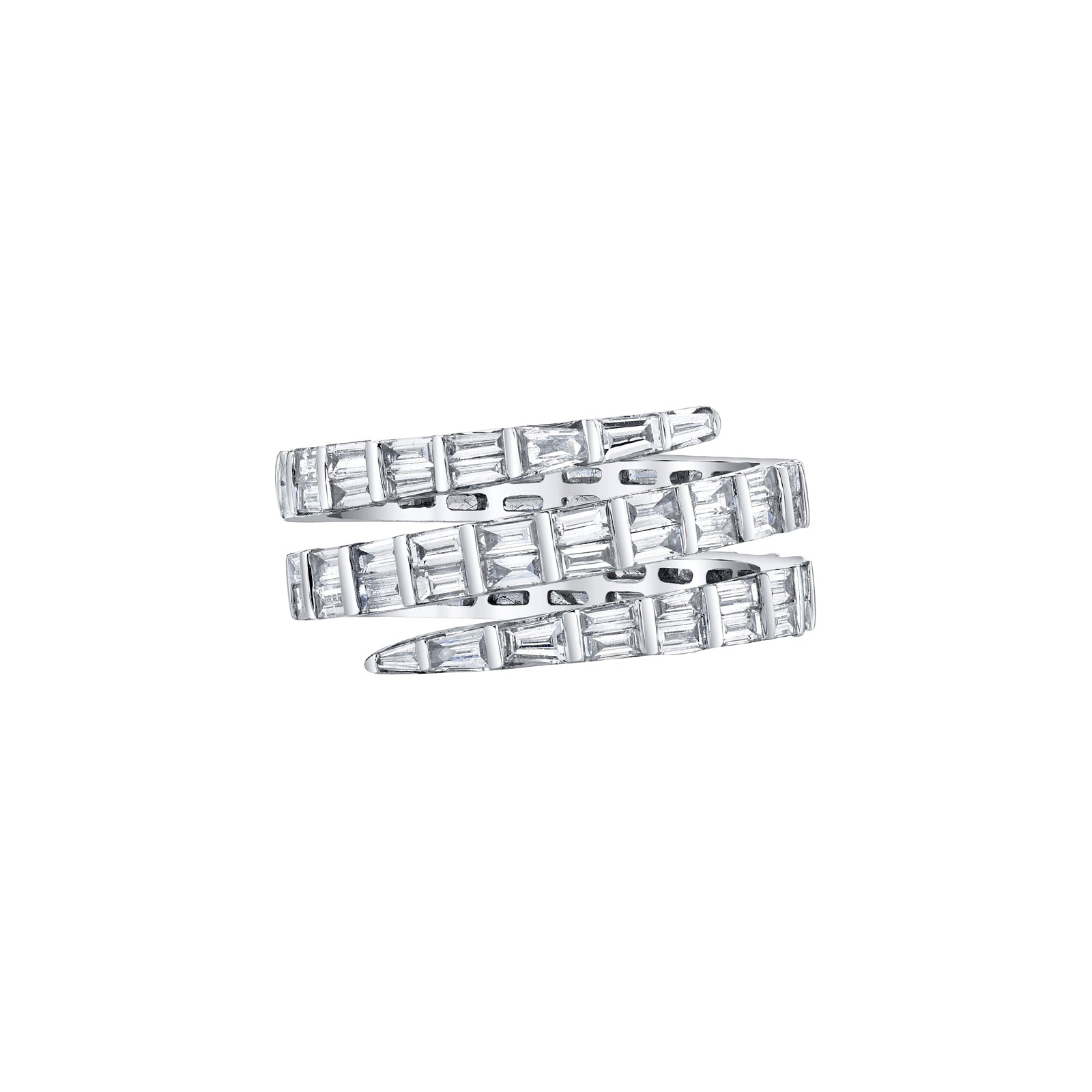Anita Ko Three Row Baguette Diamond Coil Ring - Broken English Jewelry