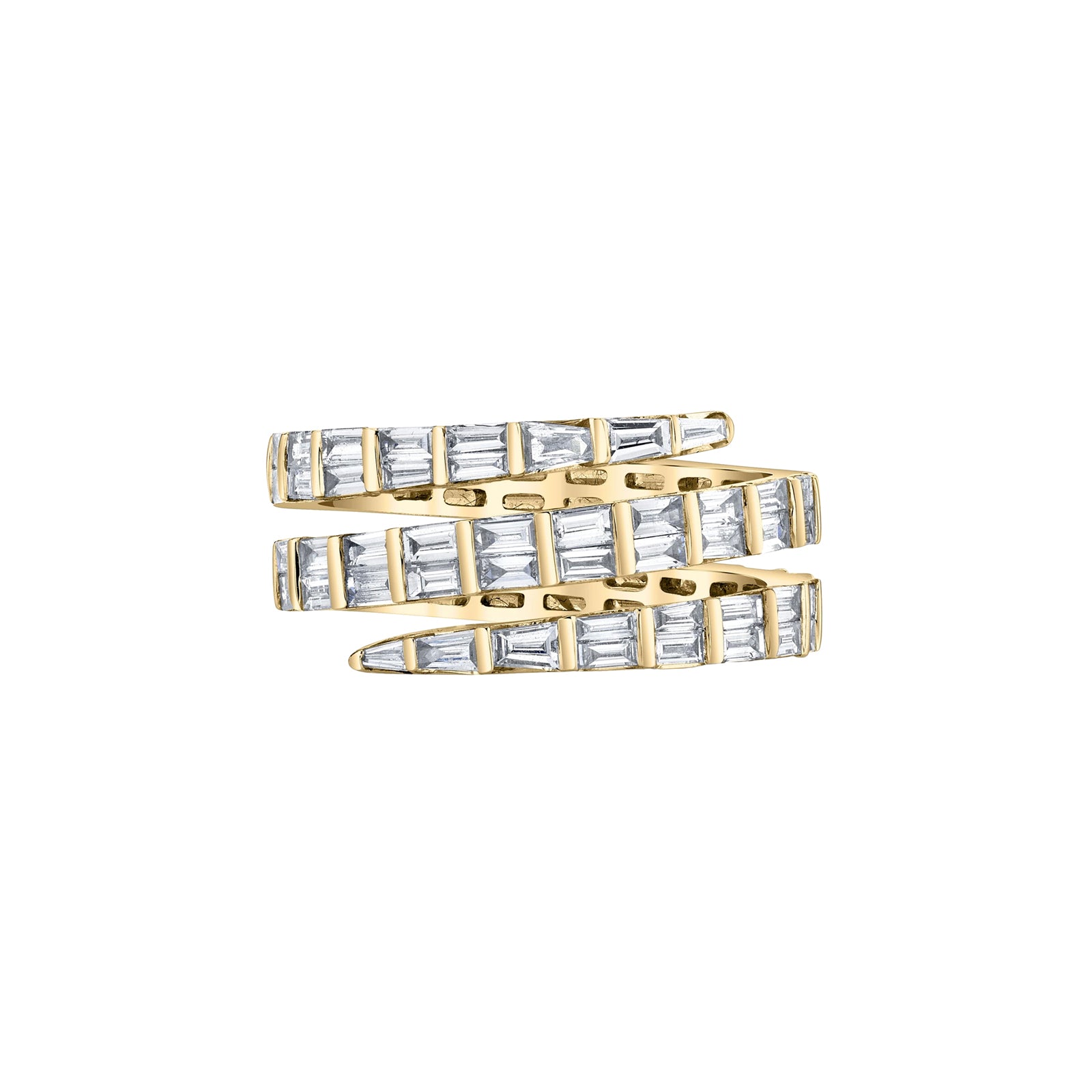 Anita Ko Three Row Baguette Diamond Coil Ring - Broken English Jewelry