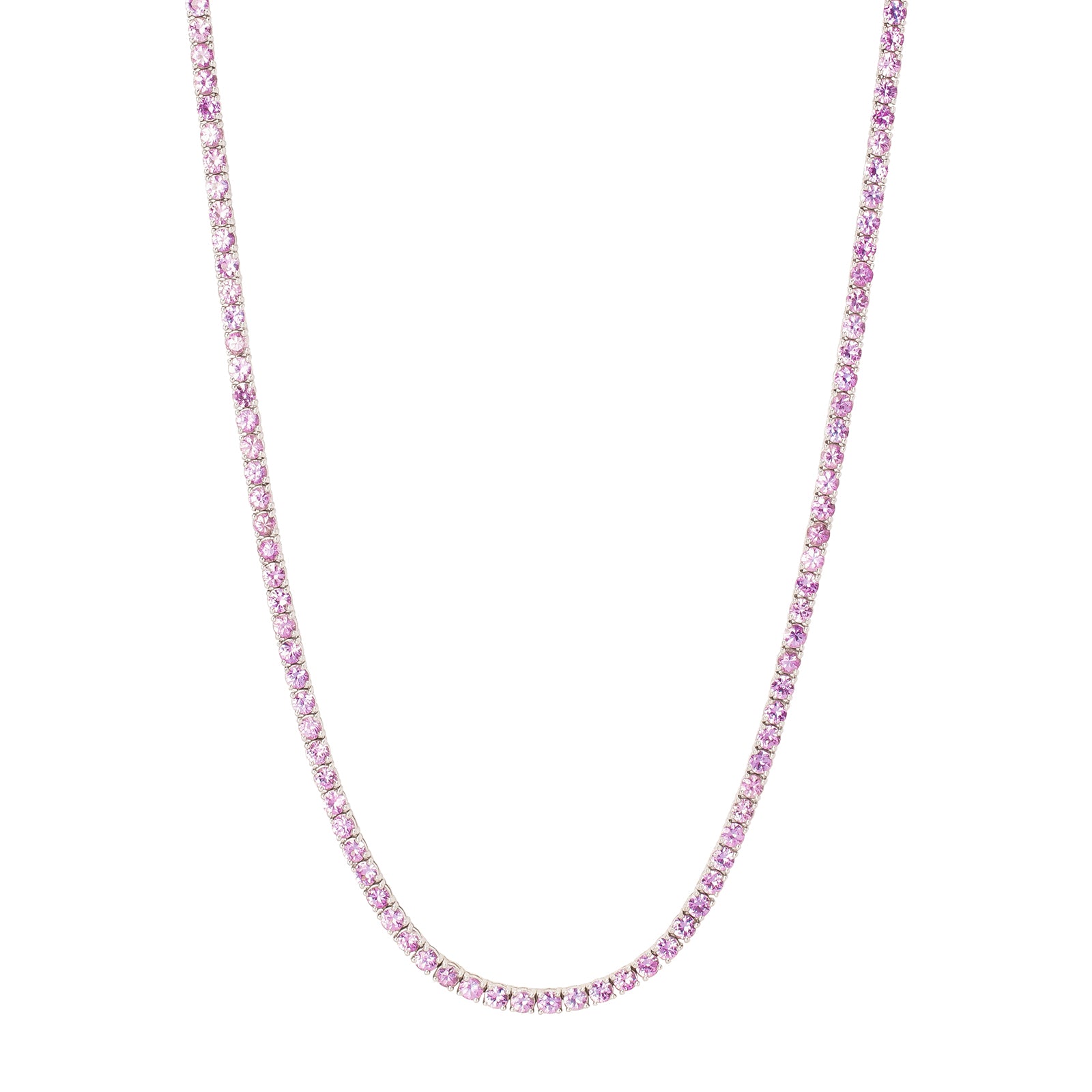AMS Line Necklace - Pink Sapphire - Necklaces - Broken English Jewelry
