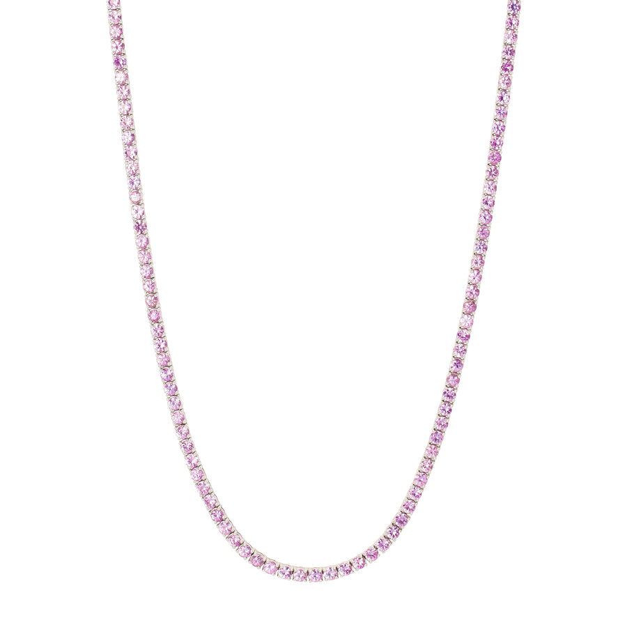 AMS Line Necklace - Pink Sapphire - Necklaces - Broken English Jewelry